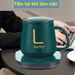 [HCM] Bộ Cốc Hâm Nóng Đồ Uống Bằng Sứ Sang Chảnh , Bộ Cốc Sứ Làm Nóng Tự Động Tặng Thìa Mạ Vàng Cao Cấp