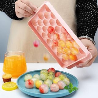 [HCM] Khay Làm Đá Tròn 33 Ô Kèm Nắp Đậy Chống Ám Mùi Tủ Lạnh