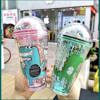 Ly Đựng Nước Pha Le 2 Lớp Cách Nhiệt 450ml Kèm Ống Hút
