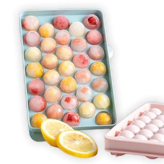[HCM] Khay Làm Đá Tròn 33 Ô Kèm Nắp Đậy Chống Ám Mùi Tủ Lạnh