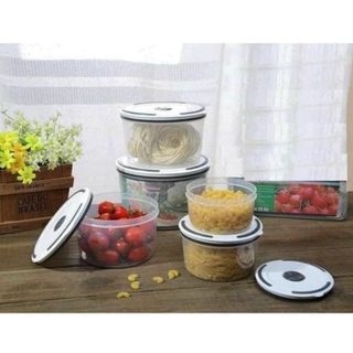 [HCM] Bộ 5 Hộp Nhựa Trong Đựng Thực Phẩm HÌNH TRÒN, Hộp Đựng Đồ Ăn Bảo Quản Tủ Lạnh Siêu Tiện Lợi