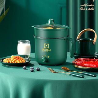 [HCM] Nồi Lẩu Mini, Ca Nấu Mì Nấu Cơm Đa Năng Có Tay Cầm 1,8L Xanh