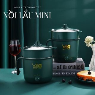 [HCM] Nồi Lẩu Mini, Ca Nấu Mì Nấu Cơm Đa Năng Có Tay Cầm 1,8L Xanh giá sỉ