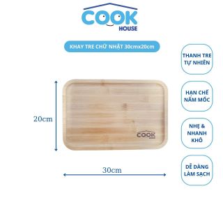Khay tre chữ nhật COOK HOUSE 30x20cm - Hàng Chính Hãng