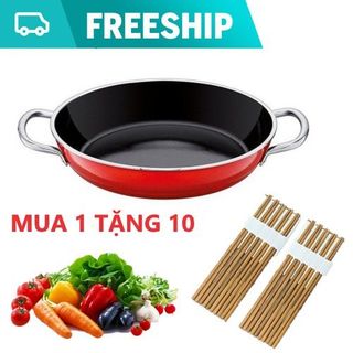 [FREE SHIP] CHẢO CHỐNG DÍNH 22CM TẶNG BỘ 10 ĐŨA GỖ CHỐNG MỐC