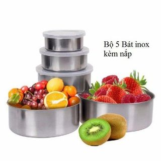 BỘ 5 THỐ INOX CAO CẤP CÓ NẮP ĐẬY SIÊU TIỆN LỢI