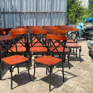 Ghế gỗ chữ X cho nhà hàng, quán ăn, ghế chữ X mặt nệm