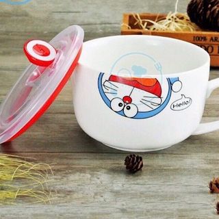 [HCM] Ca Mì Sứ Có Quai Cầm Kèm Nắp Đậy Chân Không In Hình Ngẫu Nhiên