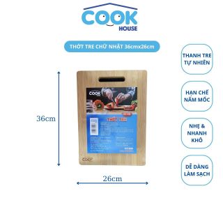 Thớt Tre Chữ Nhật COOK HOUSE 27x19cm - Hàng Chính Hãng