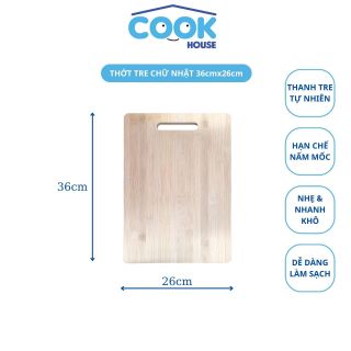 Thớt Tre Chữ Nhật COOK HOUSE 27x19cm - Hàng Chính Hãng