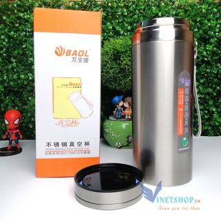 Bình Giữ Nhiệt Bao L 1200, 1500ml Có Dây Đeo, Giữ Nhiệt 8 Tiếng Màu Bạc Siêu Đẹp