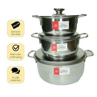 Bộ 3 Nồi Sky Star Chất Liệu Inox 430 1 Đáy Cao Cấp An Toàn Cho Sức Khỏe