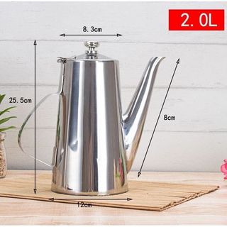 [HCM] Ấm inox dáng cao dung tích 2 lít cao cấp chuyên đựng trà, cà phê, nước gia vị, nước lẩu nhà hàng
