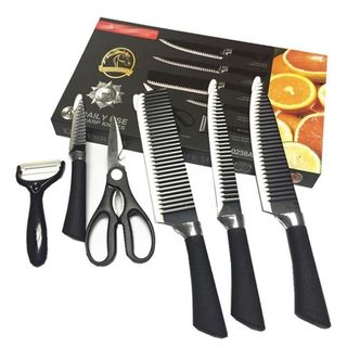 Bộ Dao Nhật 6 Món Lưỡi Sóng Sắc Bén Kèm Hộp Đựng Cực Đẹp