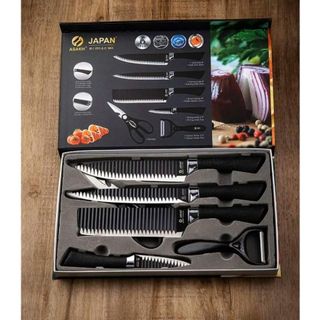 Bộ Dao Nhật 6 Món Lưỡi Sóng Sắc Bén Kèm Hộp Đựng Cực Đẹp