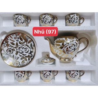 [ BAO ĐẸP] BỘ TÁCH TRÀ NHŨ VÀNG 6 LY KÈM DĨA SIÊU SANG