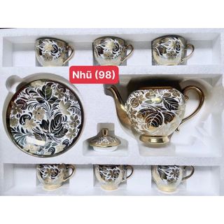 [ BAO ĐẸP] BỘ TÁCH TRÀ NHŨ VÀNG 6 LY KÈM DĨA SIÊU SANG