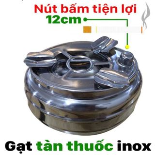 Gạt Tàn Inox Có Nút Bấm Đóng Mở Ngăn Đựng Tiện Dụng