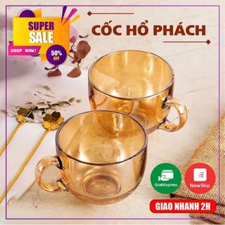Bộ 2 Cốc Thuỷ Tinh Màu Hổ Phách Có Tay Cầm - Cốc Hổ Phách Set 2 Cái 480ml/1 cái