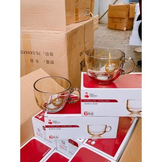 Bộ 2 Cốc Thuỷ Tinh Màu Hổ Phách Có Tay Cầm - Cốc Hổ Phách Set 2 Cái 480ml/1 cái