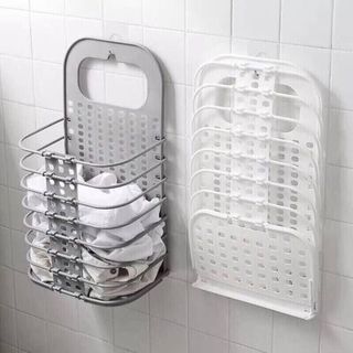 Giỏ Đựng Đồ Treo Tường Gấp Gọn Thông Minh Tặng Kèm Miếng Dán
