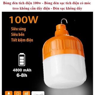 Bóng Đèn Tích Điện 100W Kèm Dây Sạc Sử Dụng Từ 6 Đến 8 Giờ