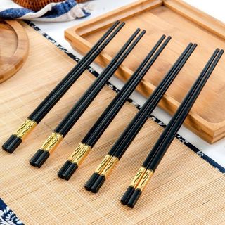 Bộ 10 Đôi Đũa Mạ Vàng, Đũa Hợp Kim Chống Mốc