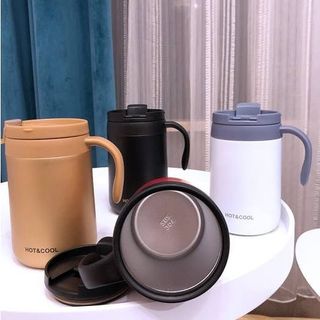 [ XẢ HÀNG ] Ca Cốc Giữ Nhiệt Văn Phòng Hot&Cool Có Tay Cầm Tiện Ích 350ml,500ml Siêu Giữ Nhiệt Inox 304