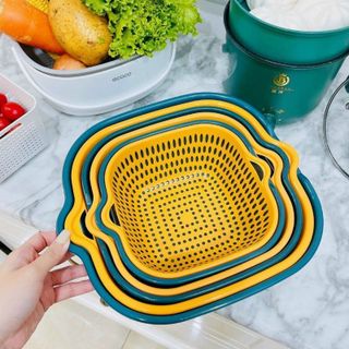 Bộ Thau Rổ 6 Món Kèm Chậu Chất Liệu Nhựa Cao Cấp, Đựng Đồ Đa Năng