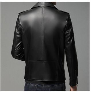 Áo khoác da nam cao cấp phối kéo kiểu cổ bẻ thanh lịch-Da08