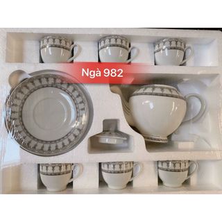 [ Hàng Mới ] Bộ Tách Trà Ngà 1 Ấm 6 Tách Kèm Dĩa Lót Được Chọn Mẫu