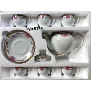 [ Hàng Mới ] Bộ Tách Trà Ngà 1 Ấm 6 Tách Kèm Dĩa Lót Được Chọn Mẫu
