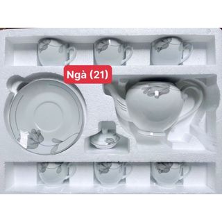 [ Hàng Mới ] Bộ Tách Trà Ngà 1 Ấm 6 Tách Kèm Dĩa Lót Được Chọn Mẫu
