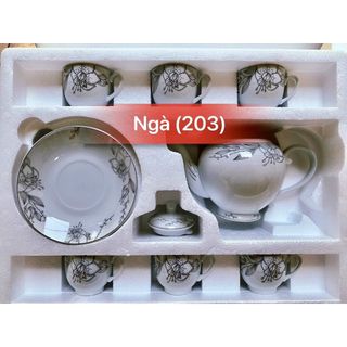 [ Hàng Mới ] Bộ Tách Trà Ngà 1 Ấm 6 Tách Kèm Dĩa Lót Được Chọn Mẫu
