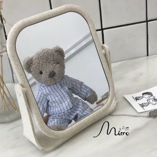 Gương Để Bàn 2 Mặt Chất Liệu Lúa Mạch Xoay Được 360 Độ