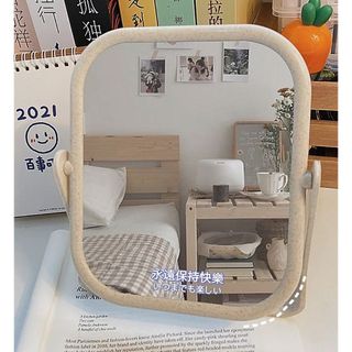 Gương Để Bàn 2 Mặt Chất Liệu Lúa Mạch Xoay Được 360 Độ