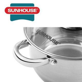 Nồi 2 quai inox 3 đáy nắp kính16, 20, 24 cm Sunhouse SH22120 - BỀN ĐẸP - DÙNG ĐƯỢC CHO MỌI LOẠI BẾP