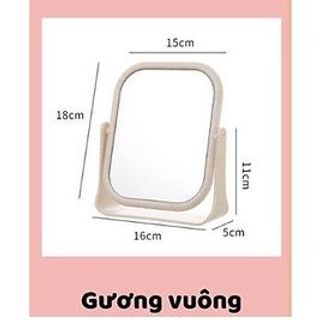 Gương Để Bàn 2 Mặt Chất Liệu Lúa Mạch Xoay Được 360 Độ