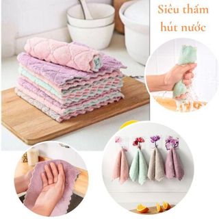 Khăn Lau Bếp, Lau Tay, Lau Chén Bát - Khăn Lau 2 Mặt Siêu Thấm Hút ( 1 Cái )