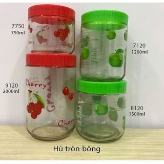 Hủ thủy tinh trái cây nắp nhựa nhiều dung Tích 750ml 1200ml 1500ml 2000ml