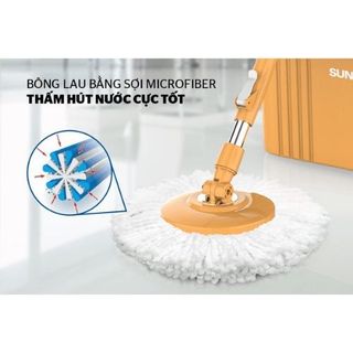 BỘ LAU NHÀ XOAY 360 ĐỘ SUNHOUSE - Hàng Chính Hãng ( Giao Màu Ngẫu Nhiên )