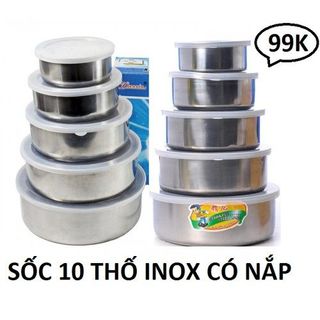 [BỘ 10 CHIẾC] THỐ INOX CÓ NẮP 10 CÁI CAO CẤP - BỘ 10 THỖ INOX CÓ NẮP
