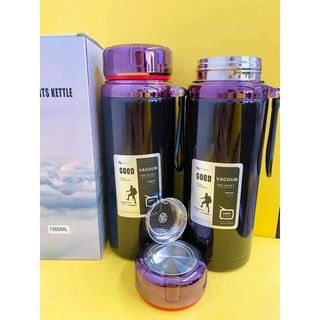 Bình Giữ Nhiệt 1500ml Good Vaccum Giữ Nhiệt Tối Ưu 12 Giờ Inox 304 Dày Dặn Có Quai Xách Và Lưới Lọc Trà