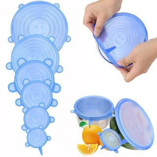 Bộ 6 Nắp Đậy Thực Phẩm Bằng Silicon Đảm Bảo An Toàn, Bọc Thực Phẩm