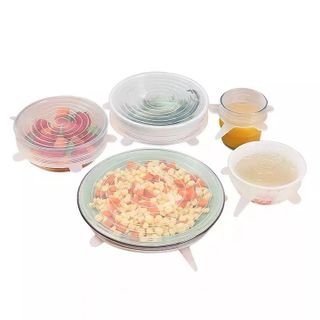 Bộ 6 Nắp Đậy Thực Phẩm Bằng Silicon Đảm Bảo An Toàn, Bọc Thực Phẩm