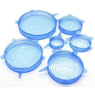 Bộ 6 Nắp Đậy Thực Phẩm Bằng Silicon Đảm Bảo An Toàn, Bọc Thực Phẩm