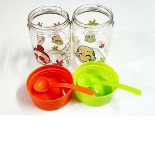Bộ 2 hủ thủy tinh đựng gia vị kích thước lớn [400ml 1 lọ] tặng kèm muỗng cao cấp