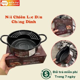 [ Hàng Mới ] Nồi Chiên Chống Dính Vân Đá Có Khay Ráo Dầu Mỡ 20cm