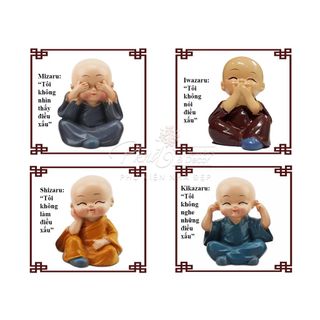 Bộ Tượng Mini 4 Không Xinh Xắn, Decor Trang Trí Không Gian