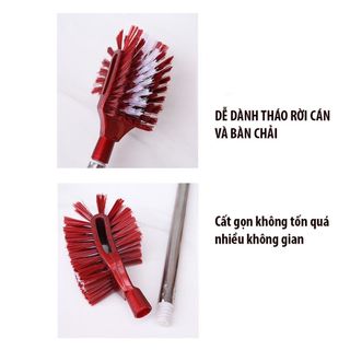 Cây cọ vệ sinh bồn cầu, nhà tắm, toilet cán inox 2 đầu lông mềm siêu sạch
